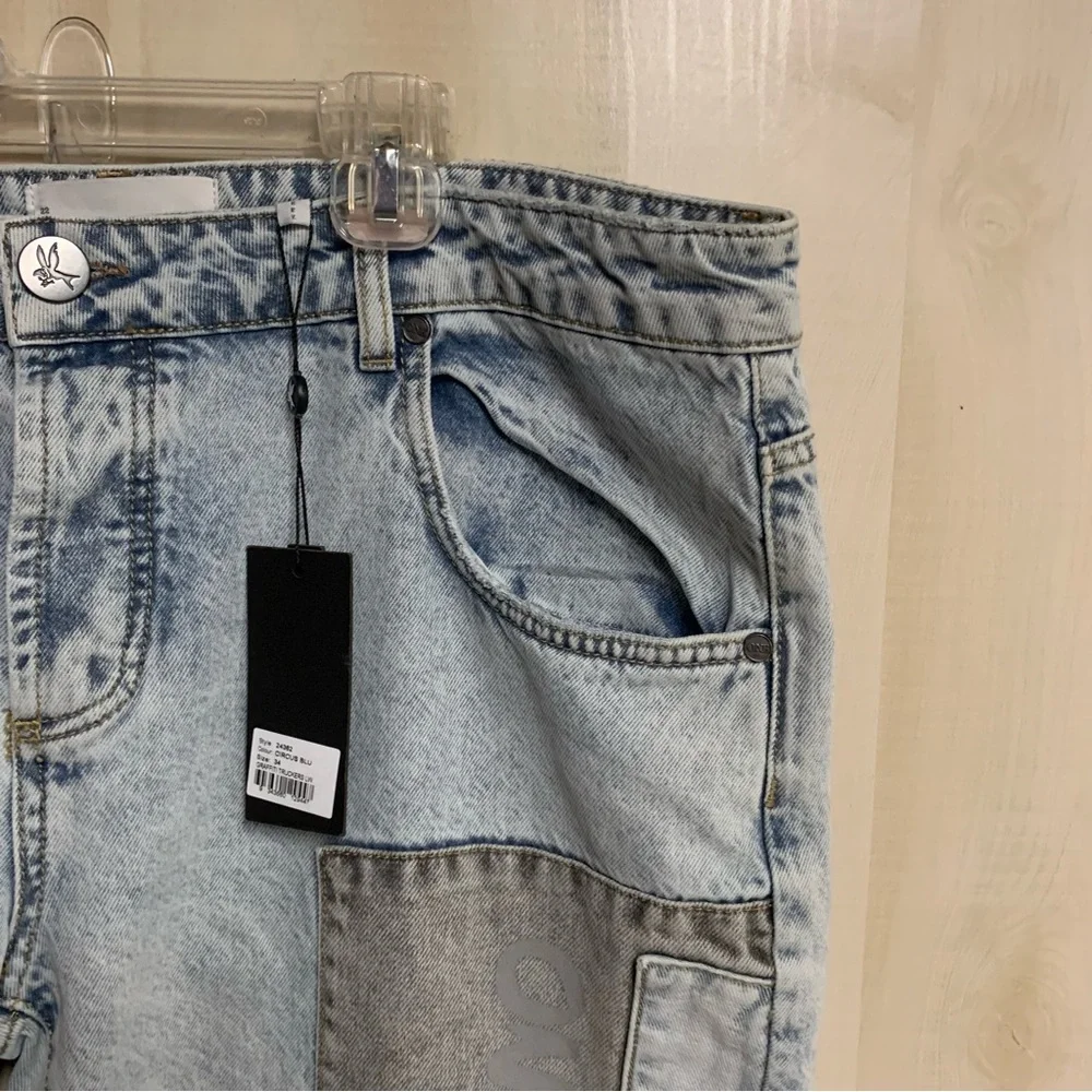 One Teaspoon Blue Graffiti Straight Leg Jeans Size 18 - Picture 12 of 16